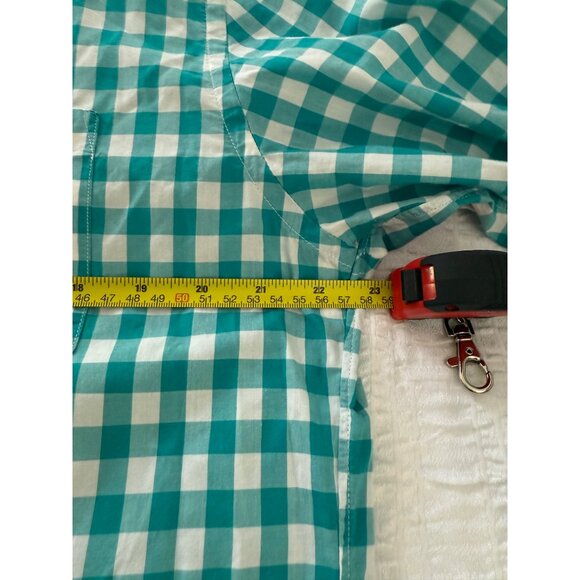 Tailored by J.Crew Mens Teal Gingham check button down all Cotton poplin Shirt L - Picture 4 of 10
